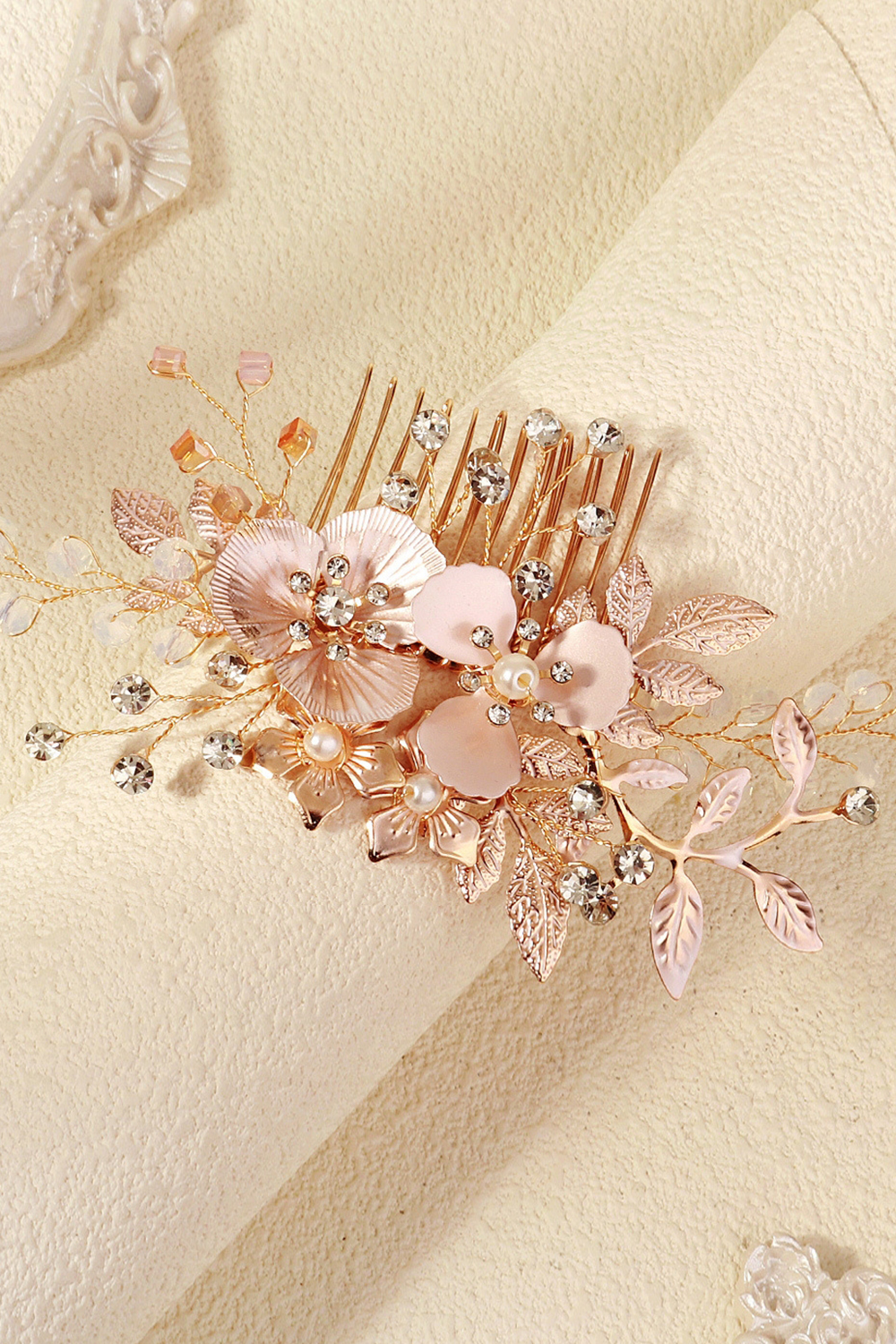 White Pearl Beaded Handmade Hair Comb