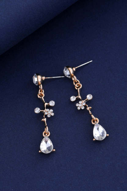 Golden Bridal Jewelry Alloy Rhinestone Necklace Earrings