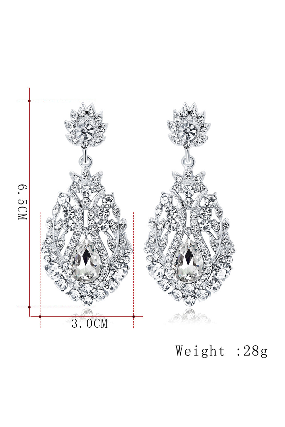 Royal White Rhinestone Water Drop Earrings