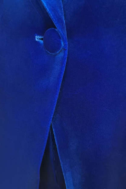 Royal Blue Velvet Single Button Women's Suits