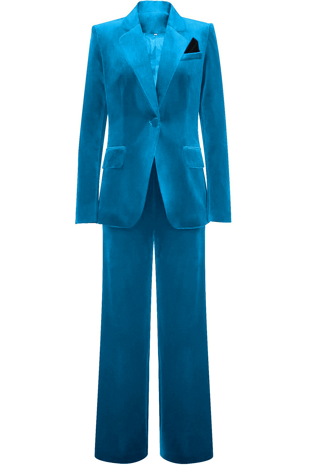 Royal Blue Velvet Single Button Women's Suits