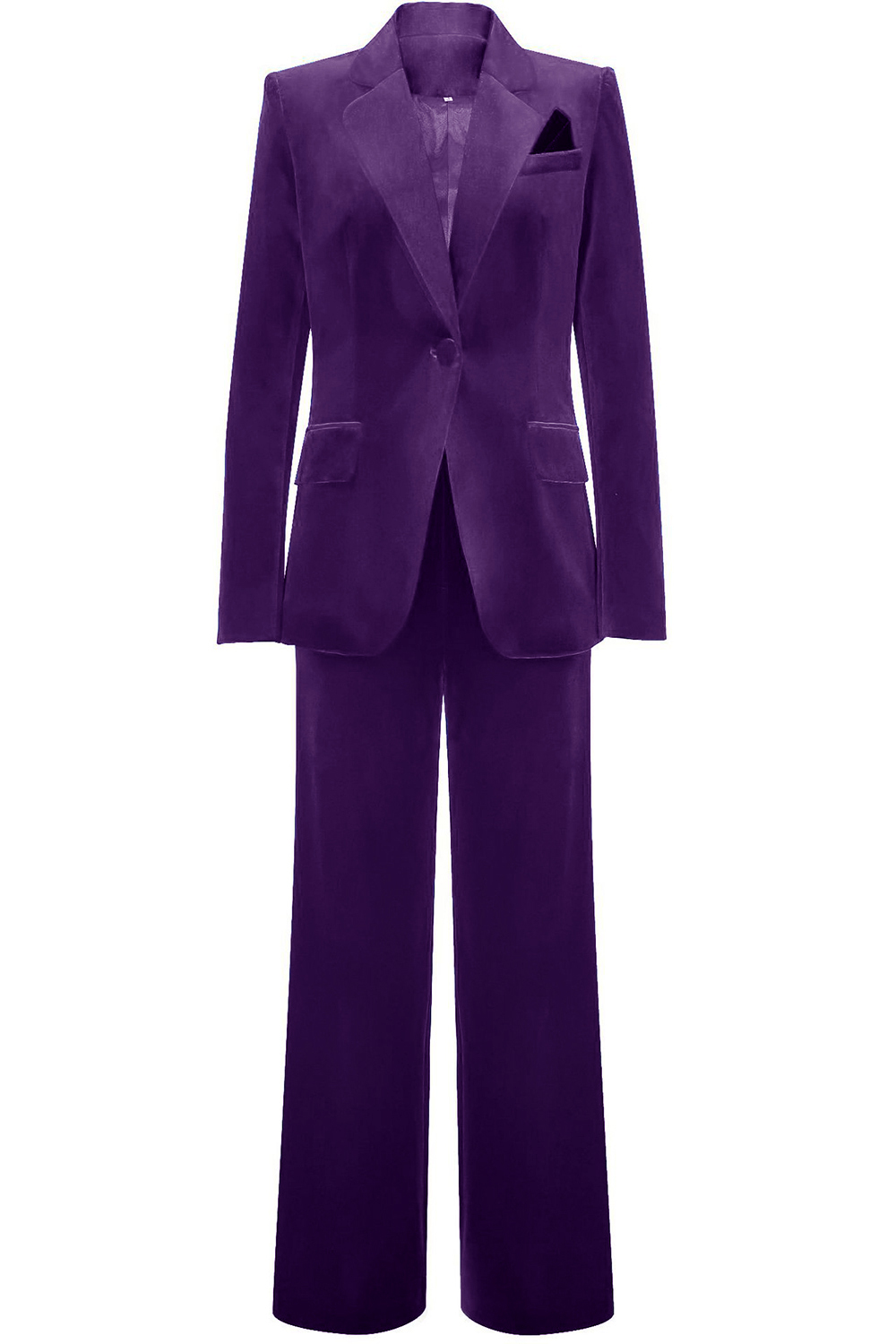 Royal Blue Velvet Single Button Women's Suits