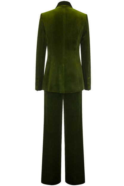 Royal Blue Velvet Single Button Women's Suits