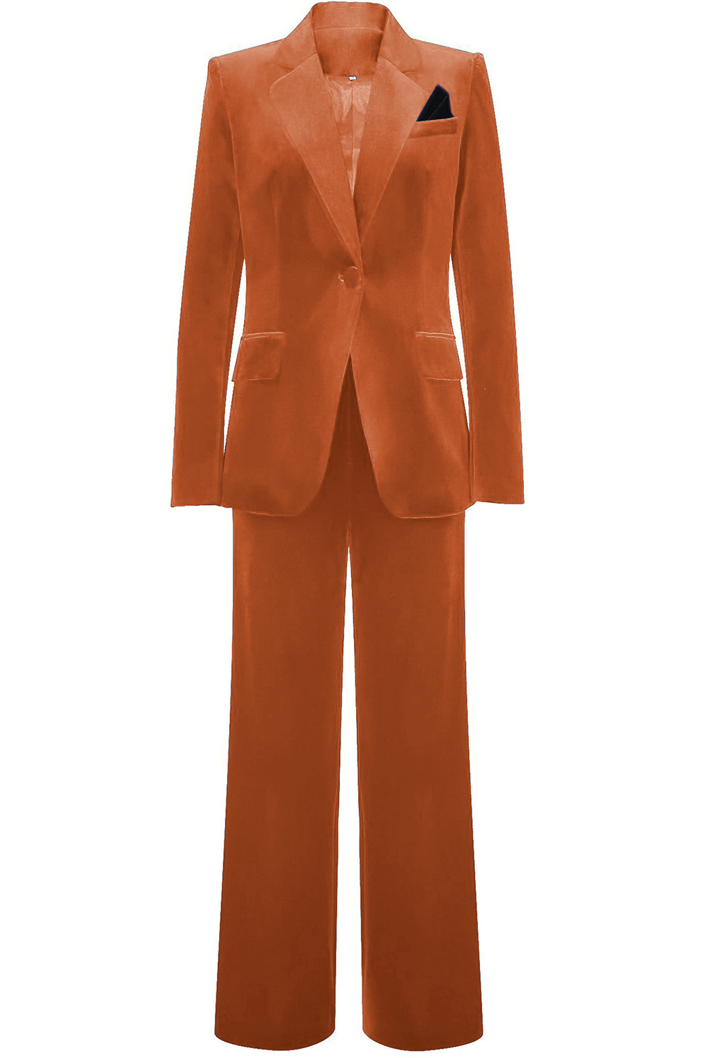 Royal Blue Velvet Single Button Women's Suits