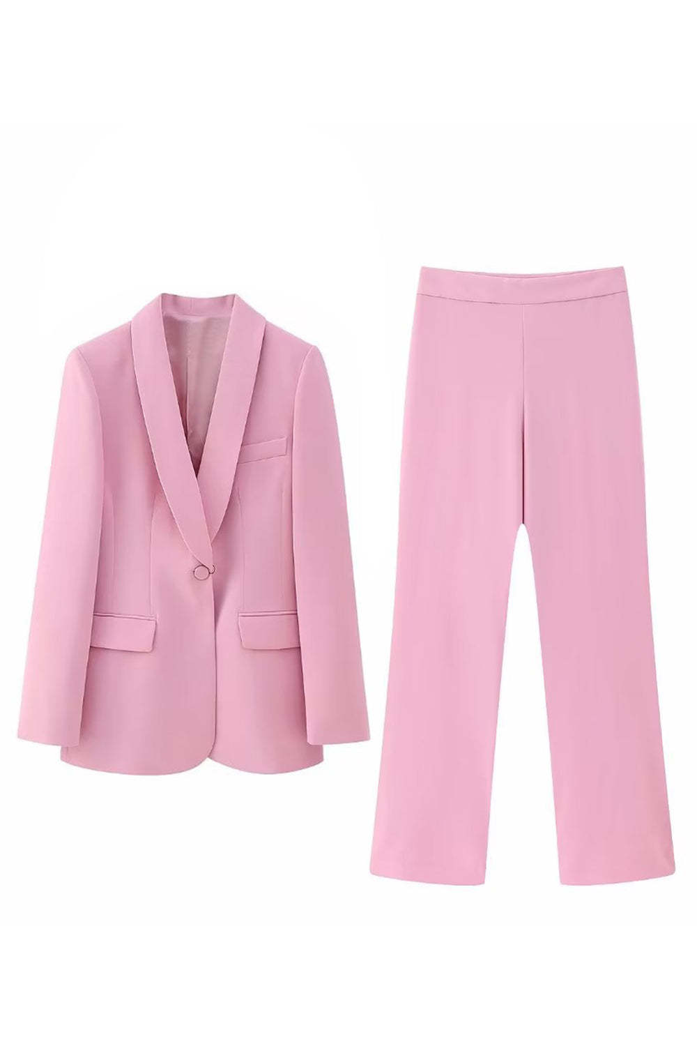 Leely Pink Shawl Lapel One Button 2 Pieces Women Suits for Prom
