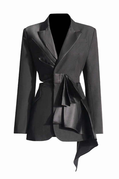 Leely Black Peak Lapel Cut-out Women Blazer for Prom
