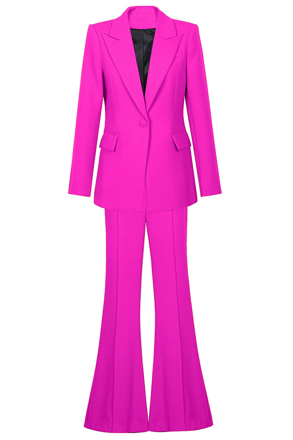Leely Fuchsia One Button Peak Lapel Women Suits