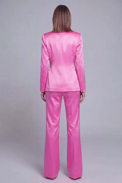 Fuchsia Satin Peak Lapel Women Suits with Long Sleeves