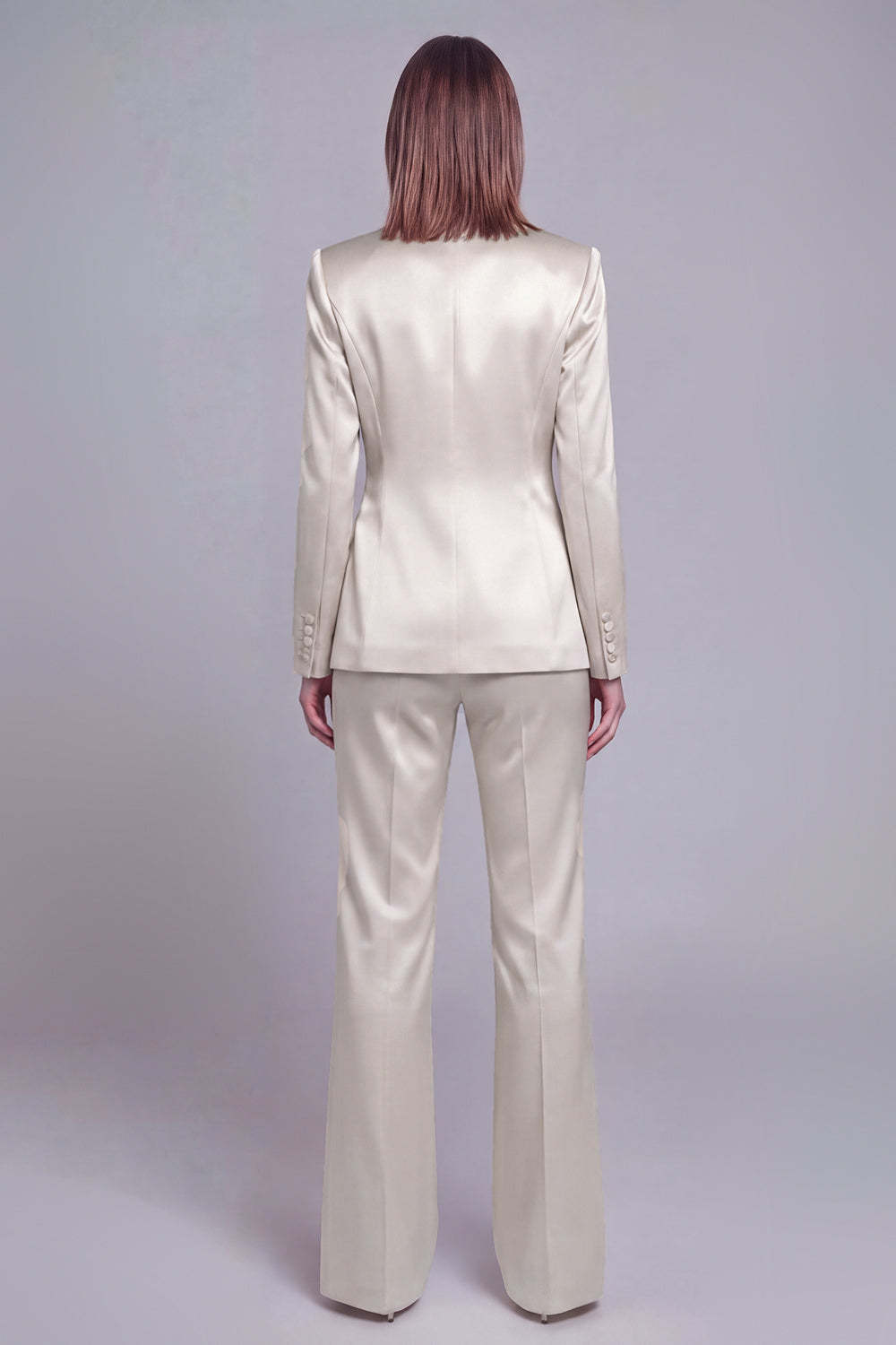 Fuchsia Satin Peak Lapel Women Suits with Long Sleeves