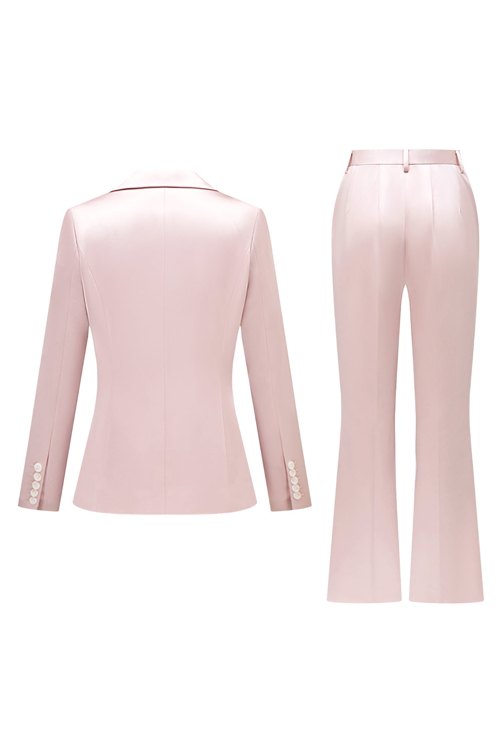 Grey Pink Satin Notched Lapel Women Suits with Long Sleeves