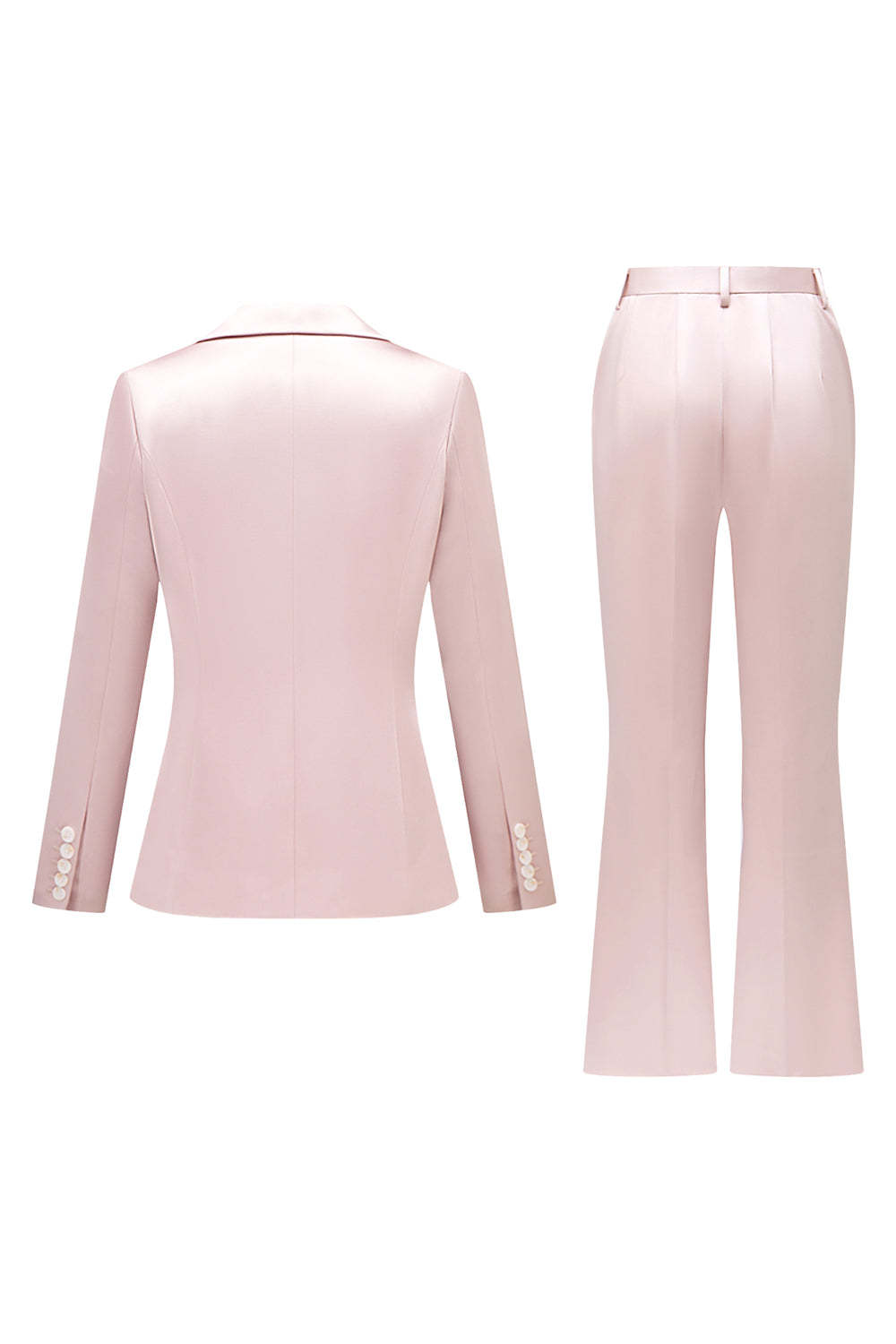 Grey Pink Satin Notched Lapel Women Suits with Long Sleeves