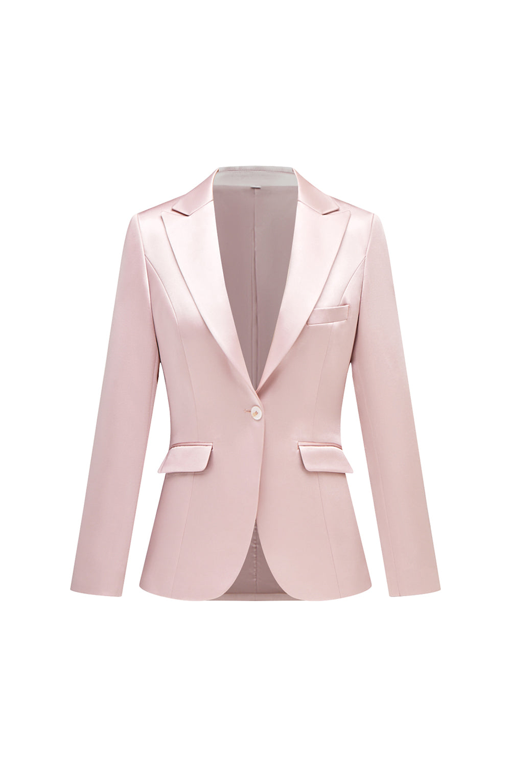 Grey Pink Satin Notched Lapel Women Suits with Long Sleeves