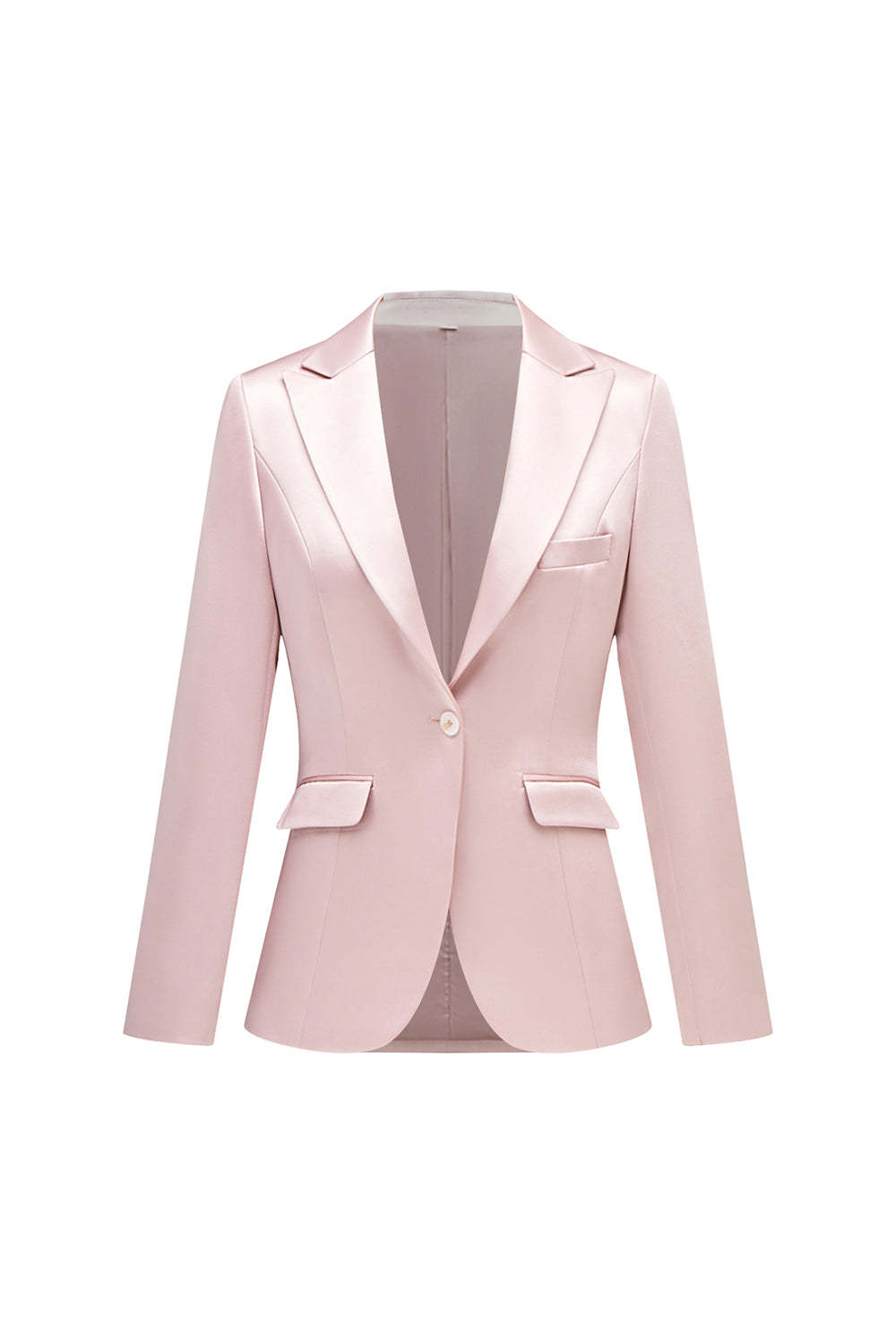 Grey Pink Satin Notched Lapel Women Suits with Long Sleeves