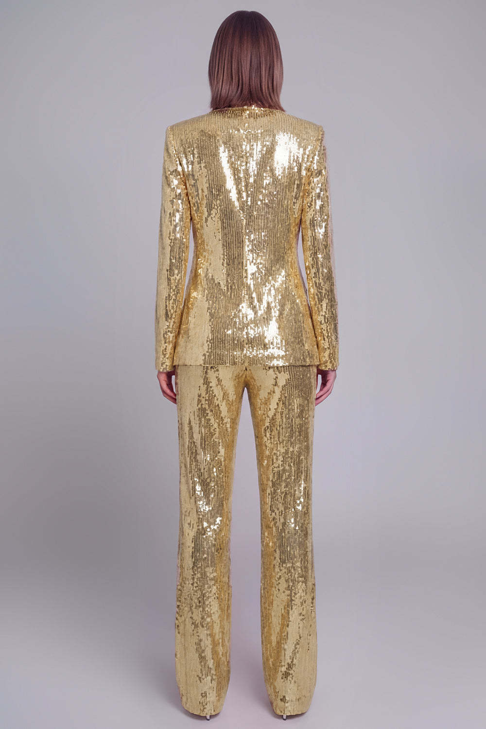 Golden Sparkly Sequined 2 Piece Women Party Suits