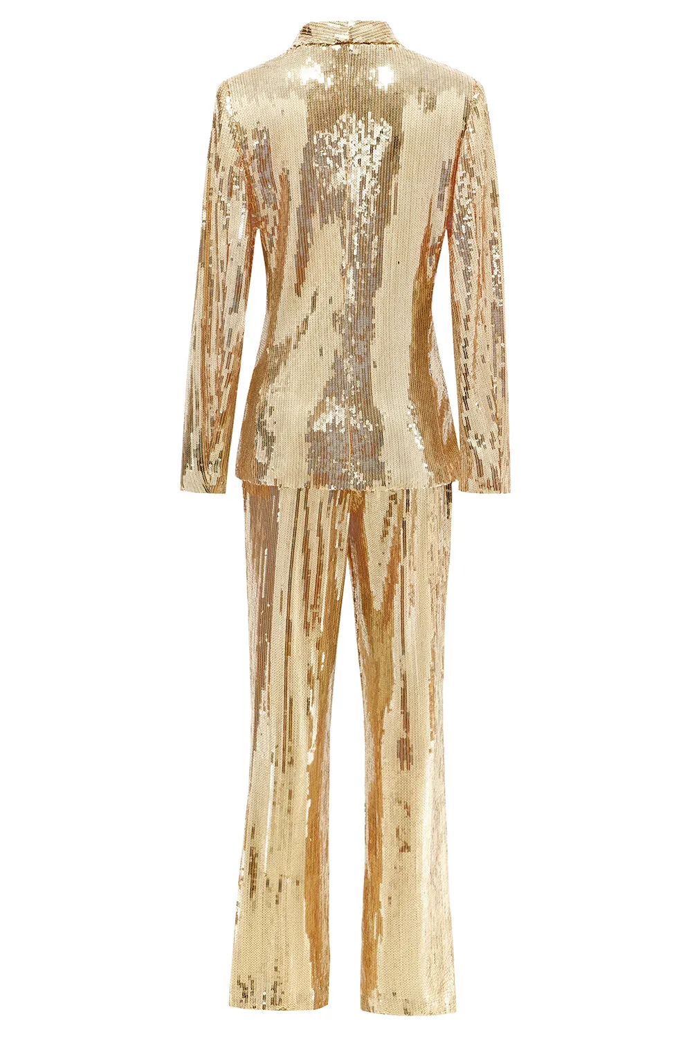 Sparkly Golden Sequined 2 Piece Women Party Suits