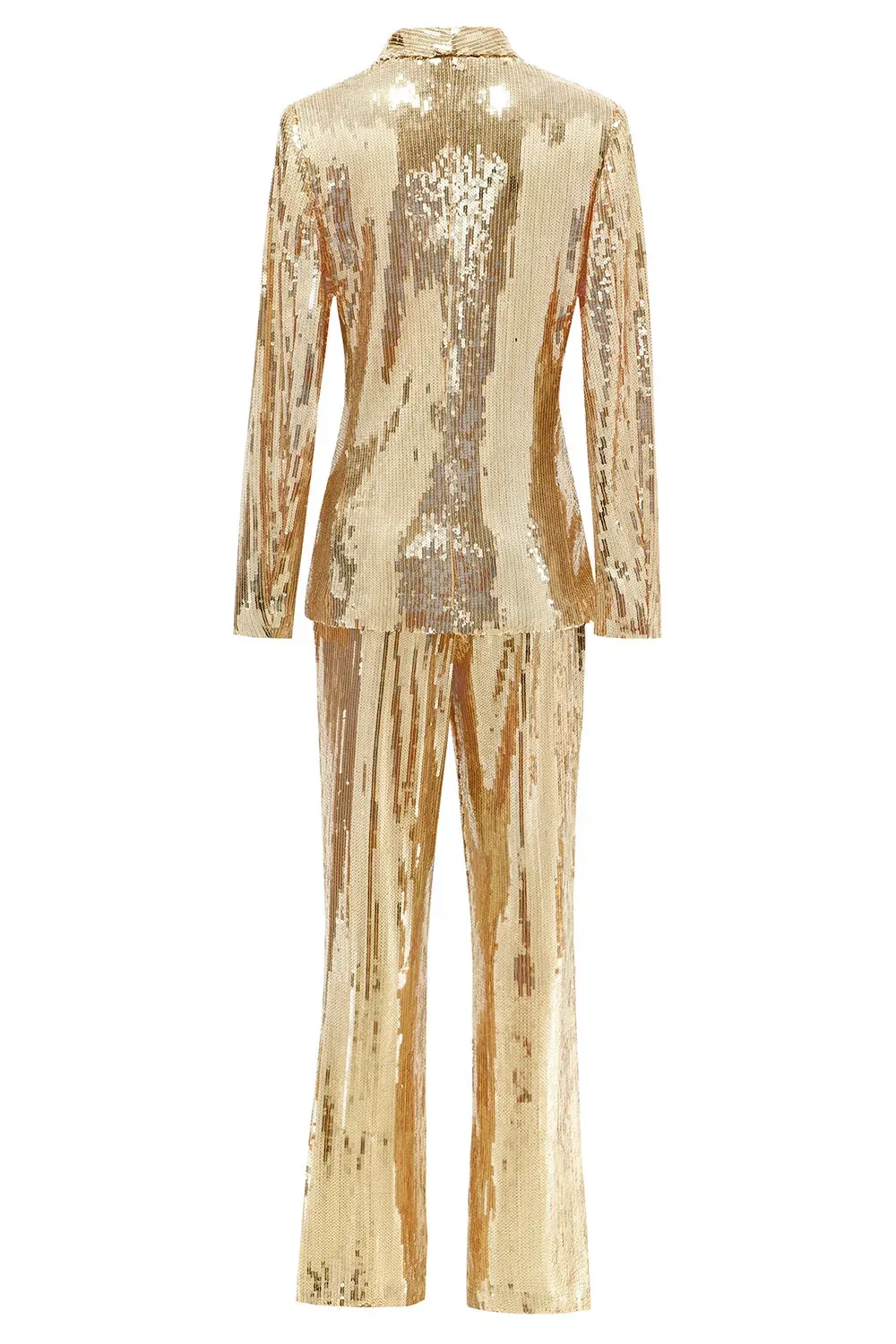 Sparkly Golden Sequined 2 Piece Women Party Suits