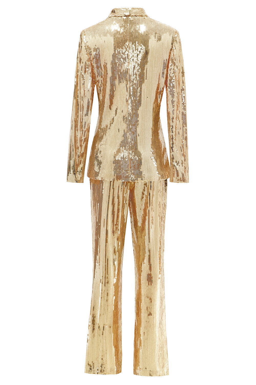 Sparkly Golden Sequined 2 Piece Women Party Suits
