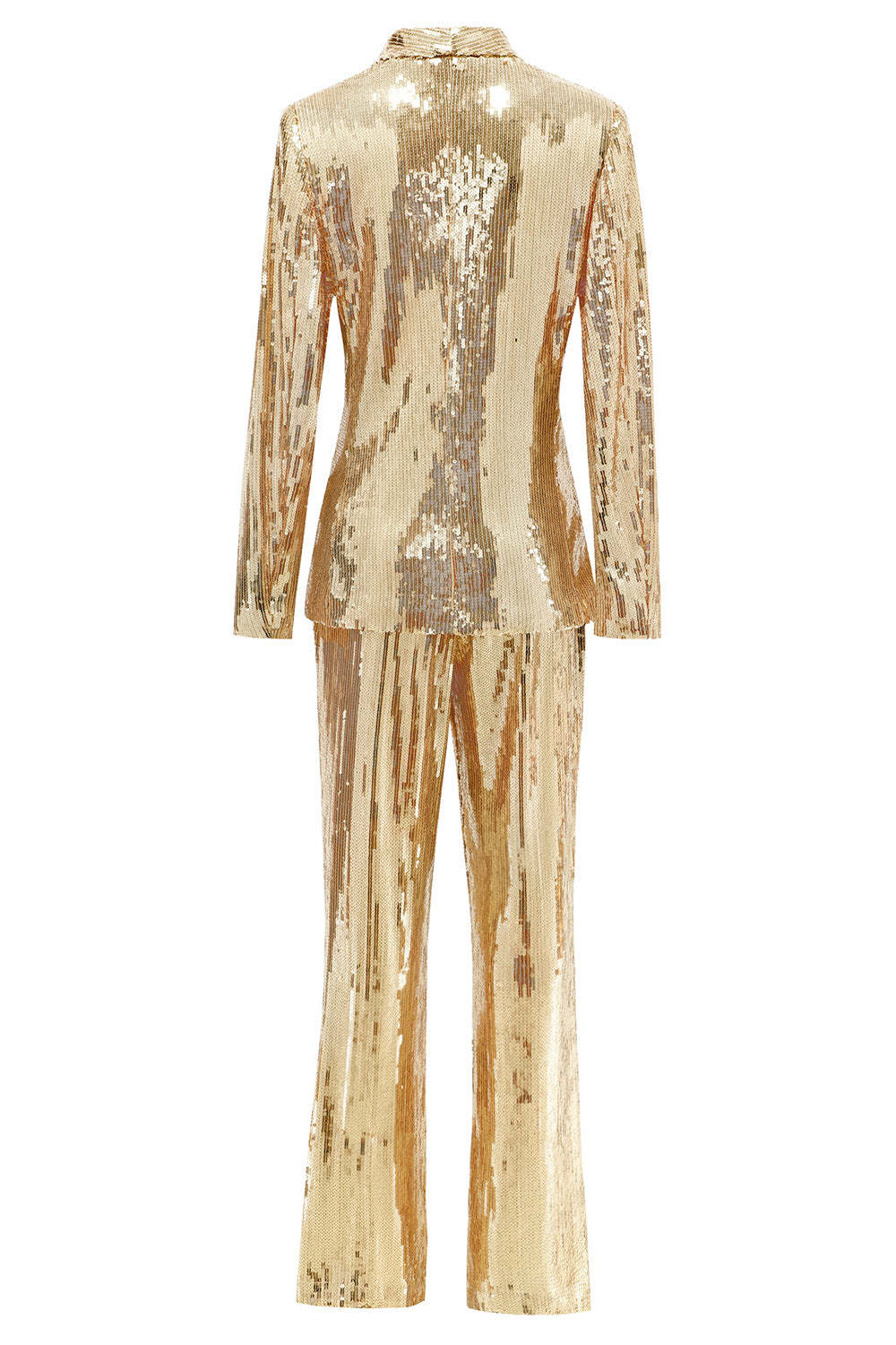 Sparkly Golden Sequined 2 Piece Women Party Suits