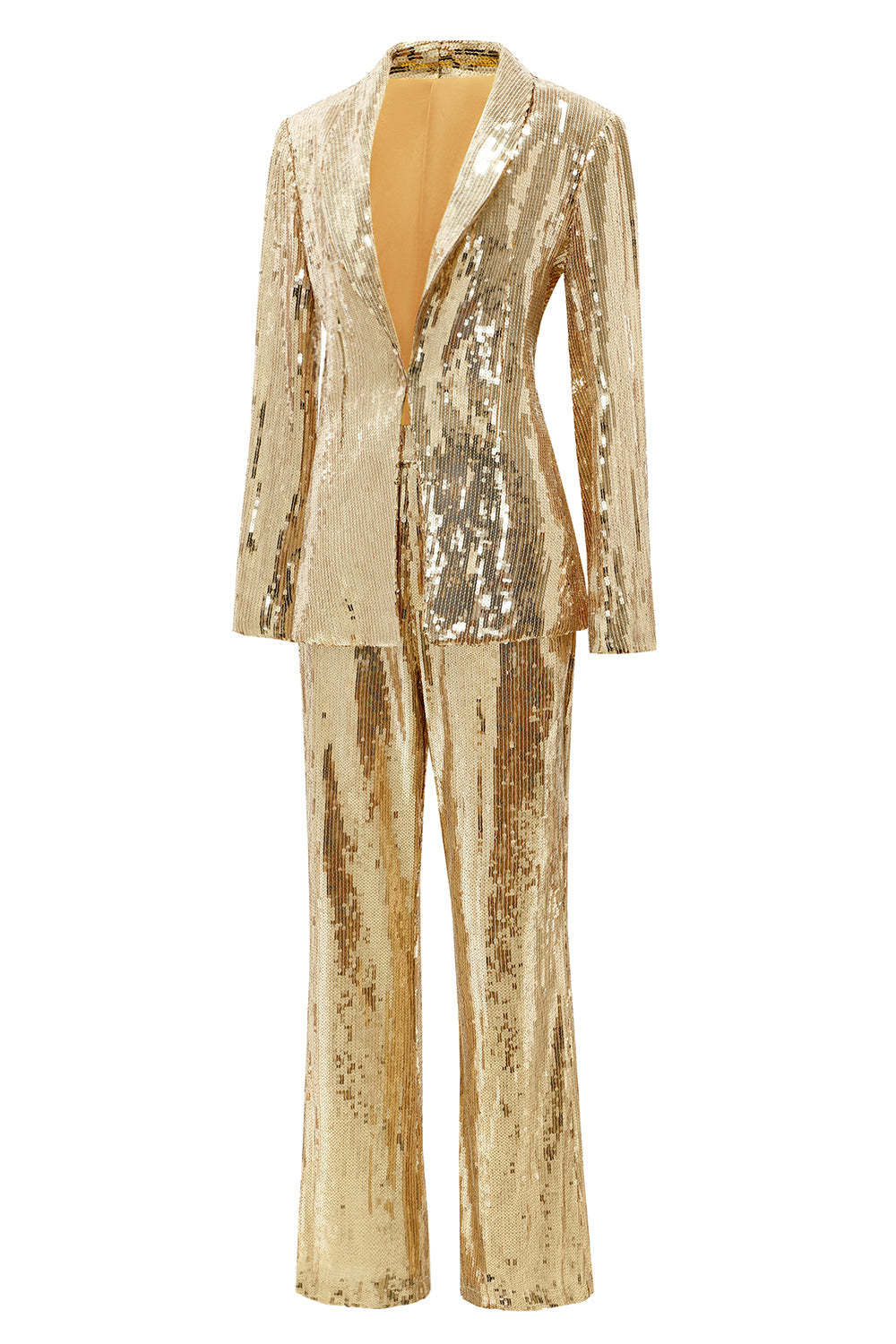 Sparkly Golden Sequined 2 Piece Women Party Suits