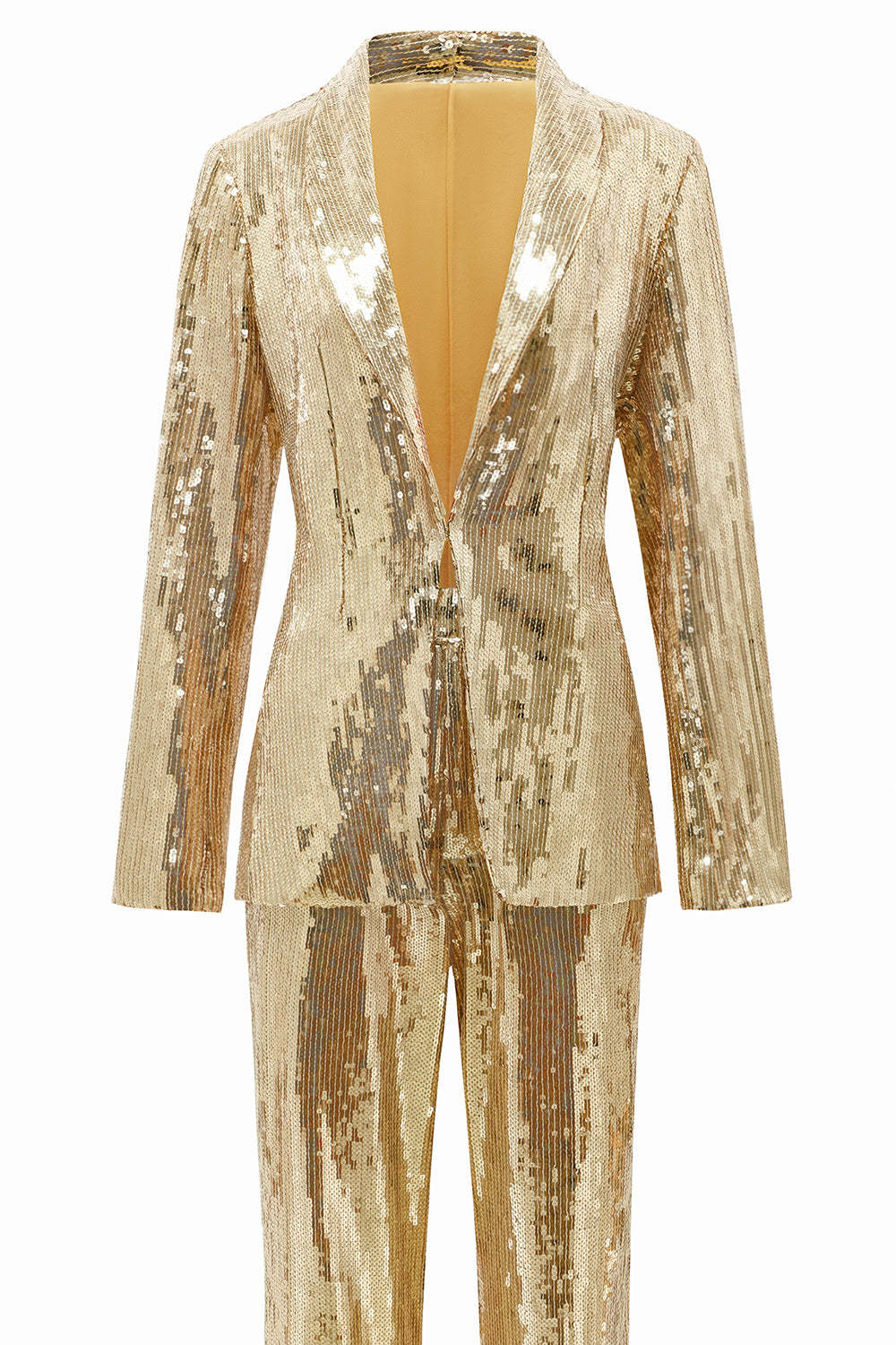 Sparkly Golden Sequined 2 Piece Women Party Suits