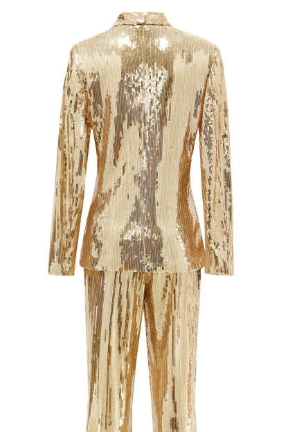 Sparkly Golden Sequined 2 Piece Women Party Suits