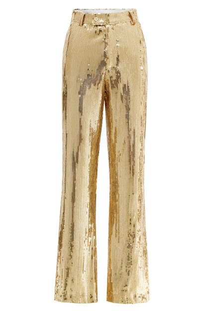 Sparkly Golden Sequined 2 Piece Women Party Suits