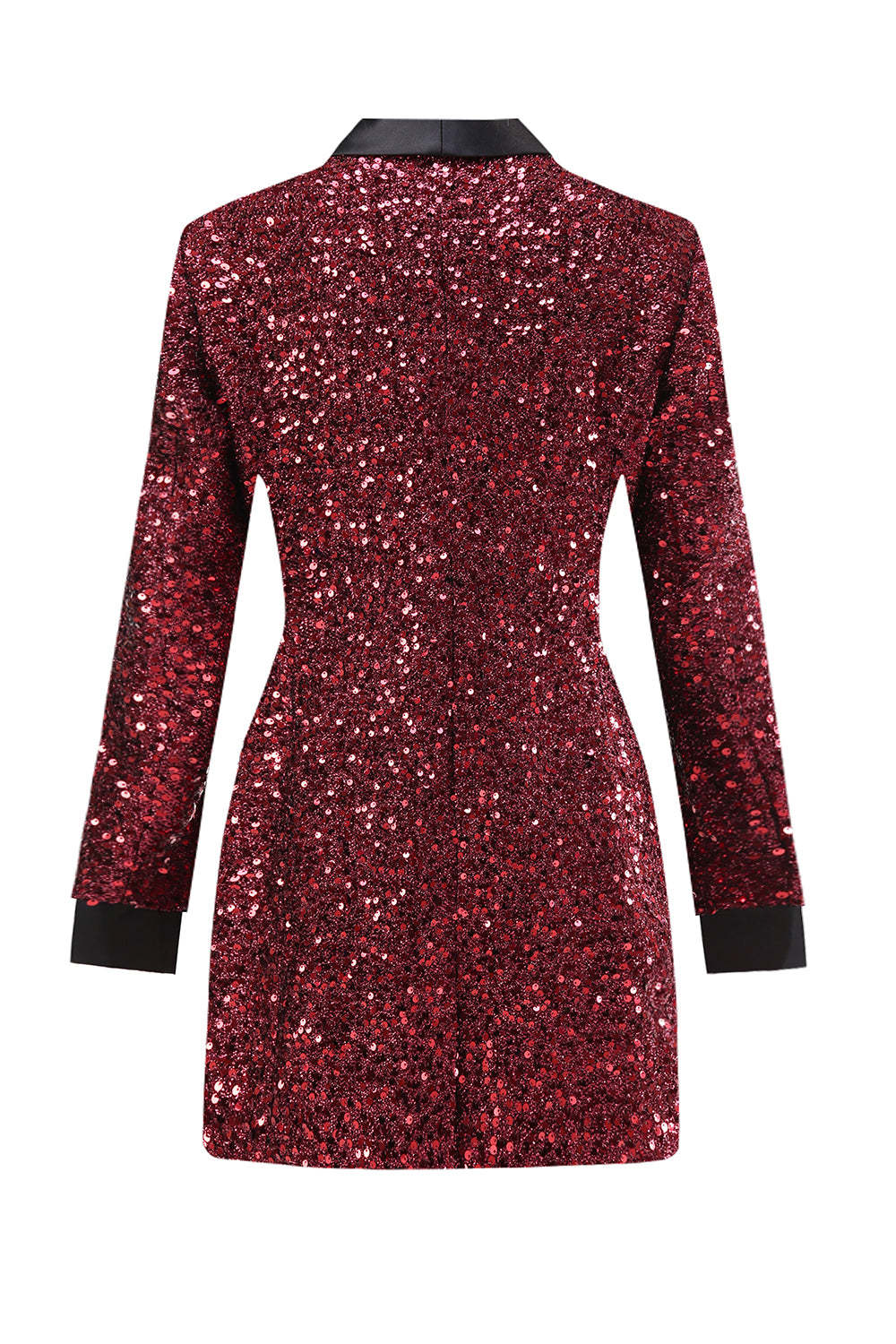 Glitter Burgundy Shawl Lapel Maxi Women's Party Blazer
