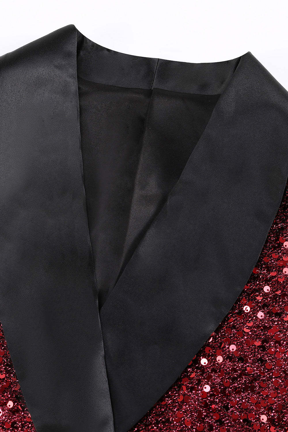 Burgundy Sequined Bodycon Maxi Women's Blazer