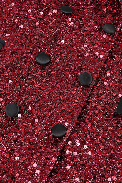 Burgundy Sequined Bodycon Maxi Women's Blazer