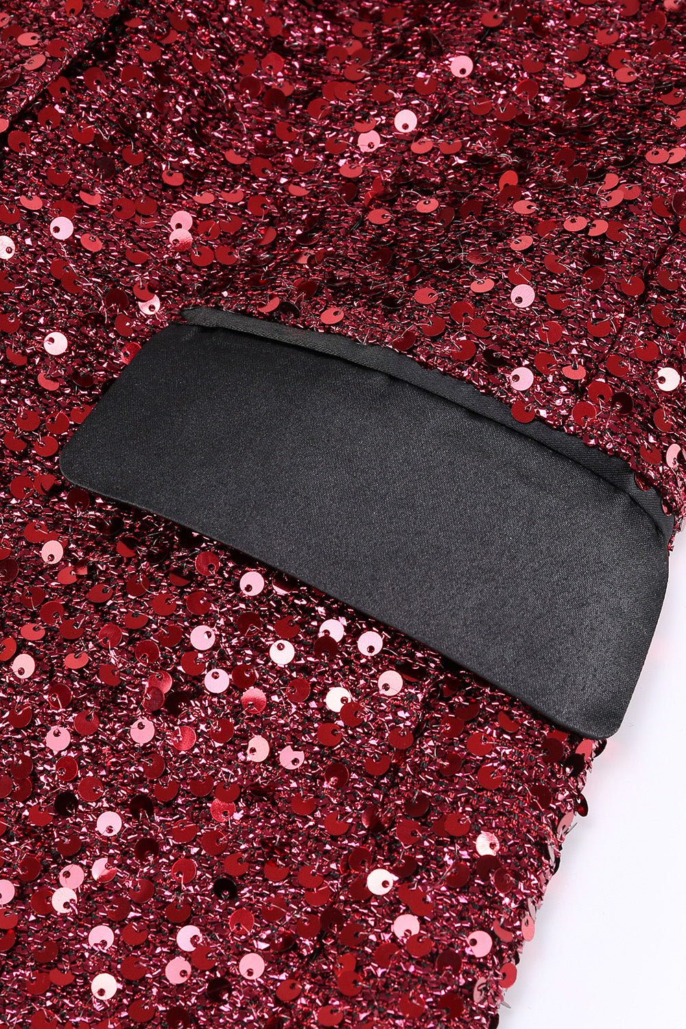 Glitter Burgundy Shawl Lapel Maxi Women's Party Blazer