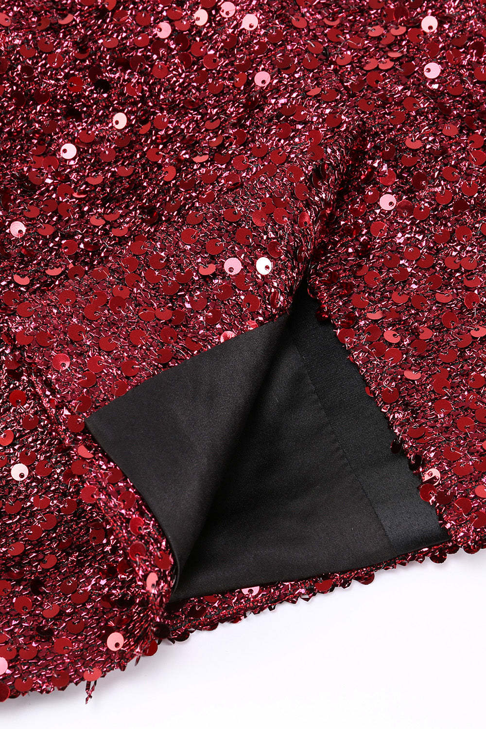 Glitter Burgundy Shawl Lapel Maxi Women's Party Blazer