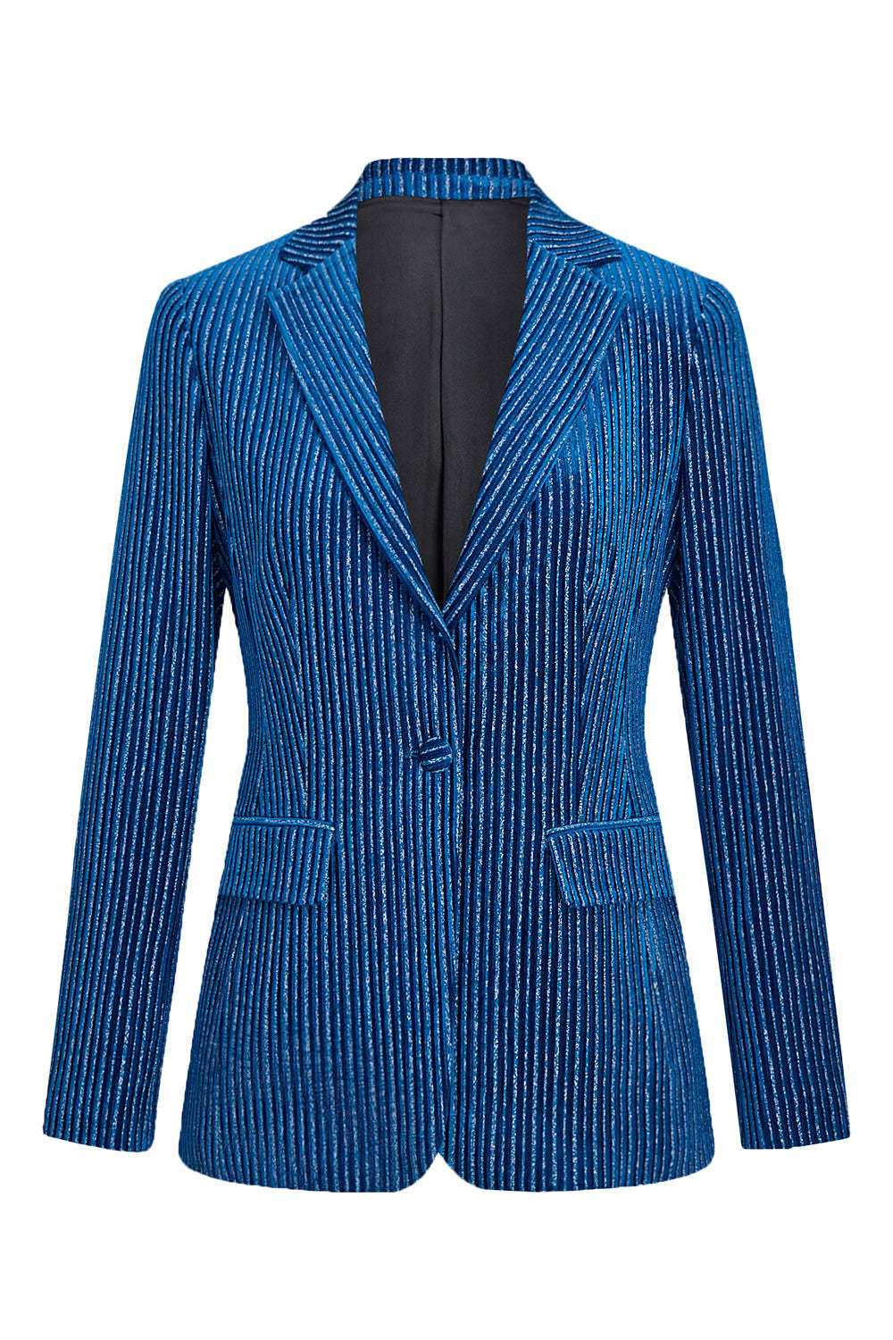 Ink Blue Notched Lapel Striped 2 Piece Women Prom Suits
