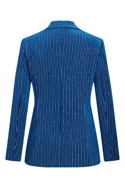 Ink Blue Notched Lapel Striped 2 Piece Women Prom Suits