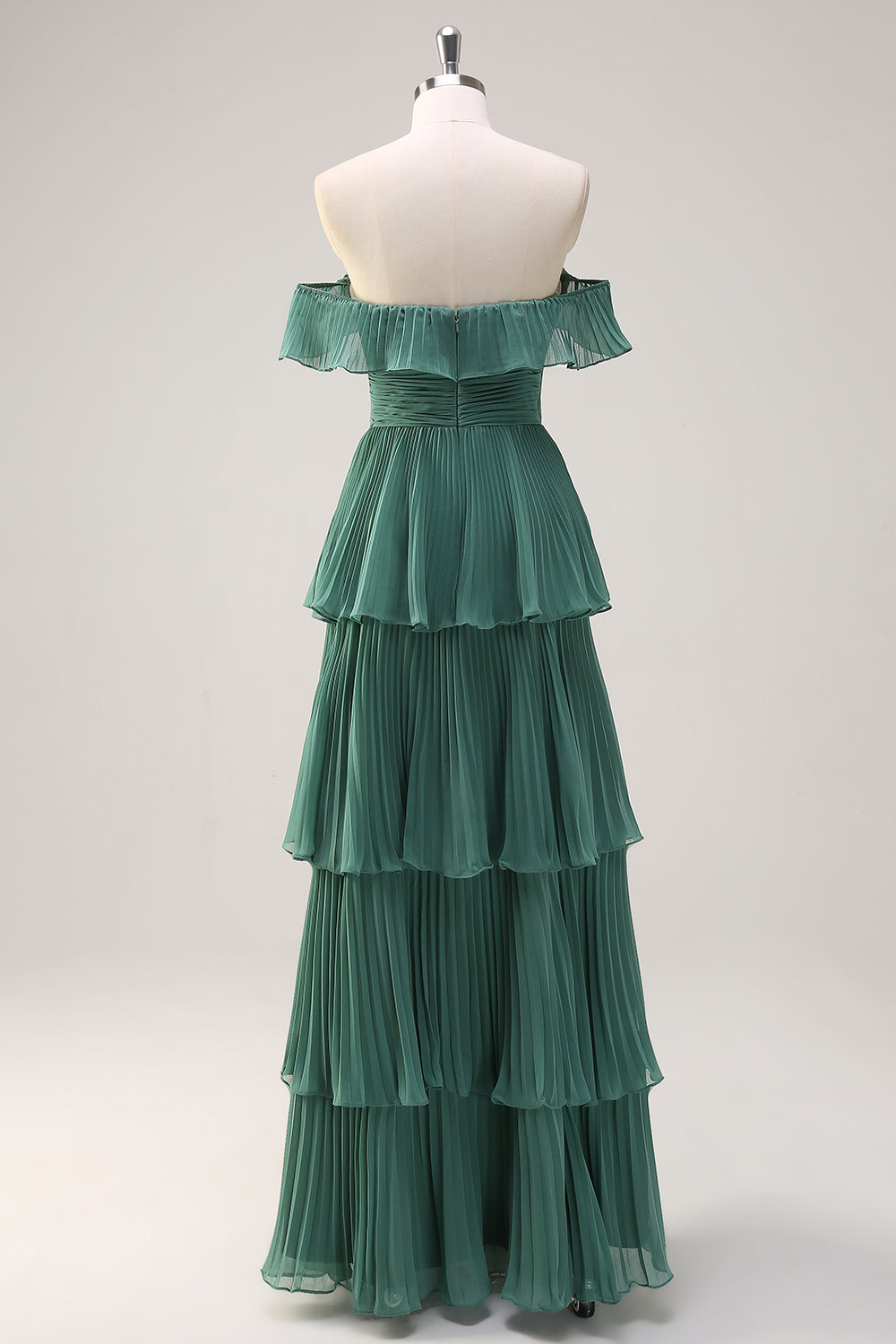 Eucalyptus Tiered Off the Shoulder Maxi Bridesmaid Dress