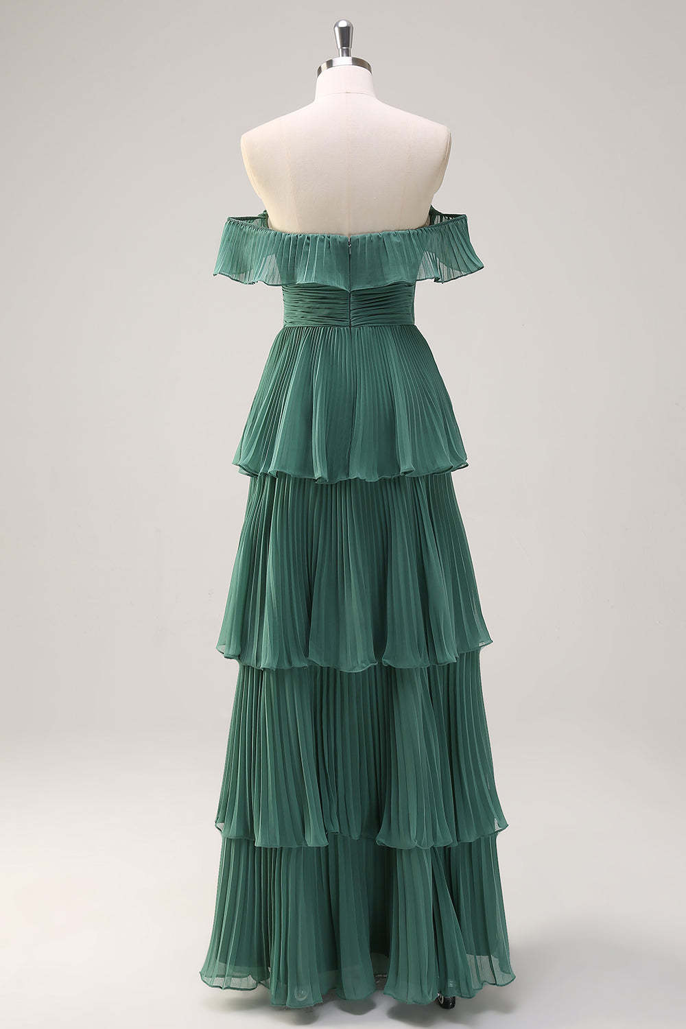Eucalyptus Tiered Off the Shoulder Maxi Bridesmaid Dress