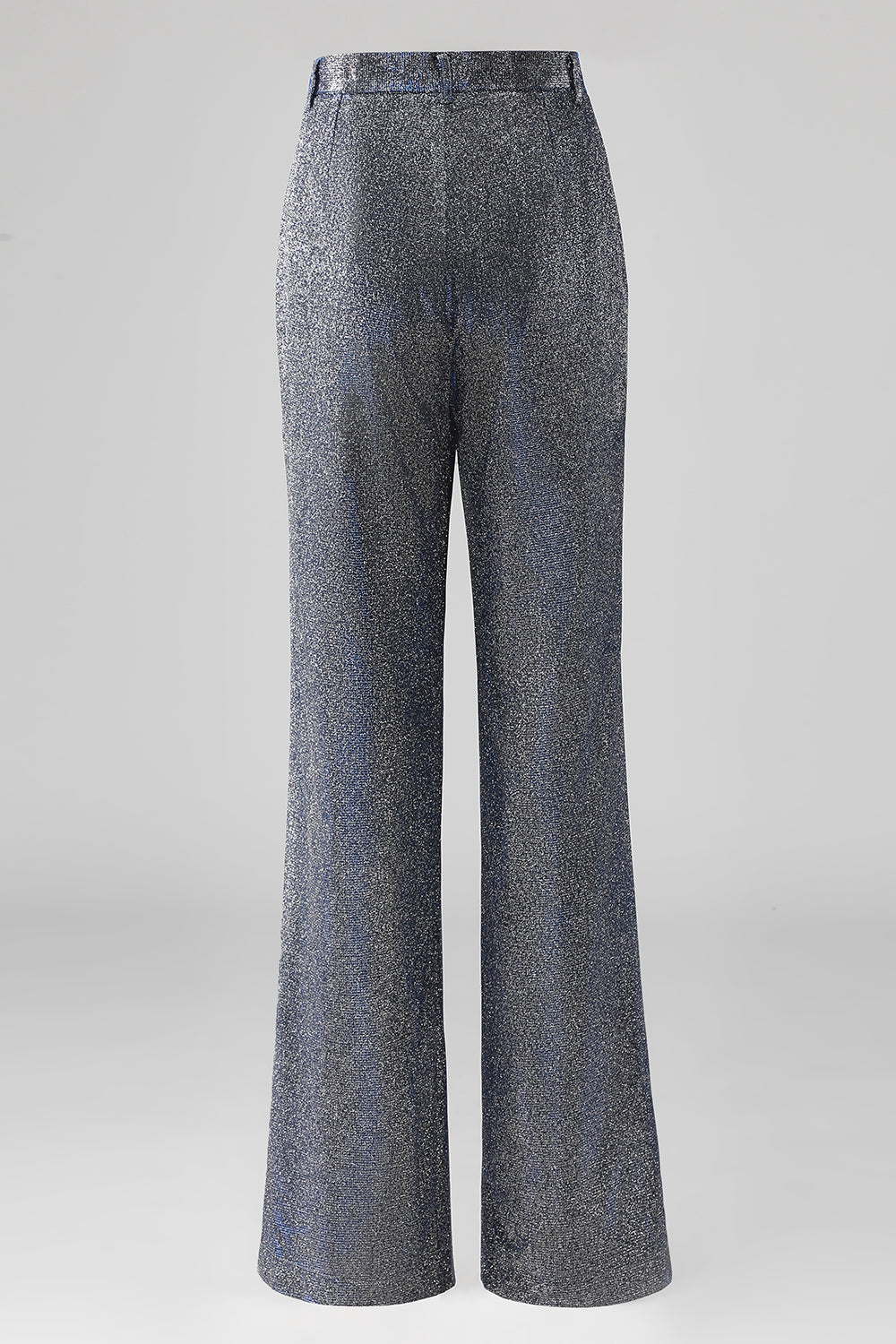 Glitter 2 Piece Grey Blue Deep V Neck Fitted Women Suits