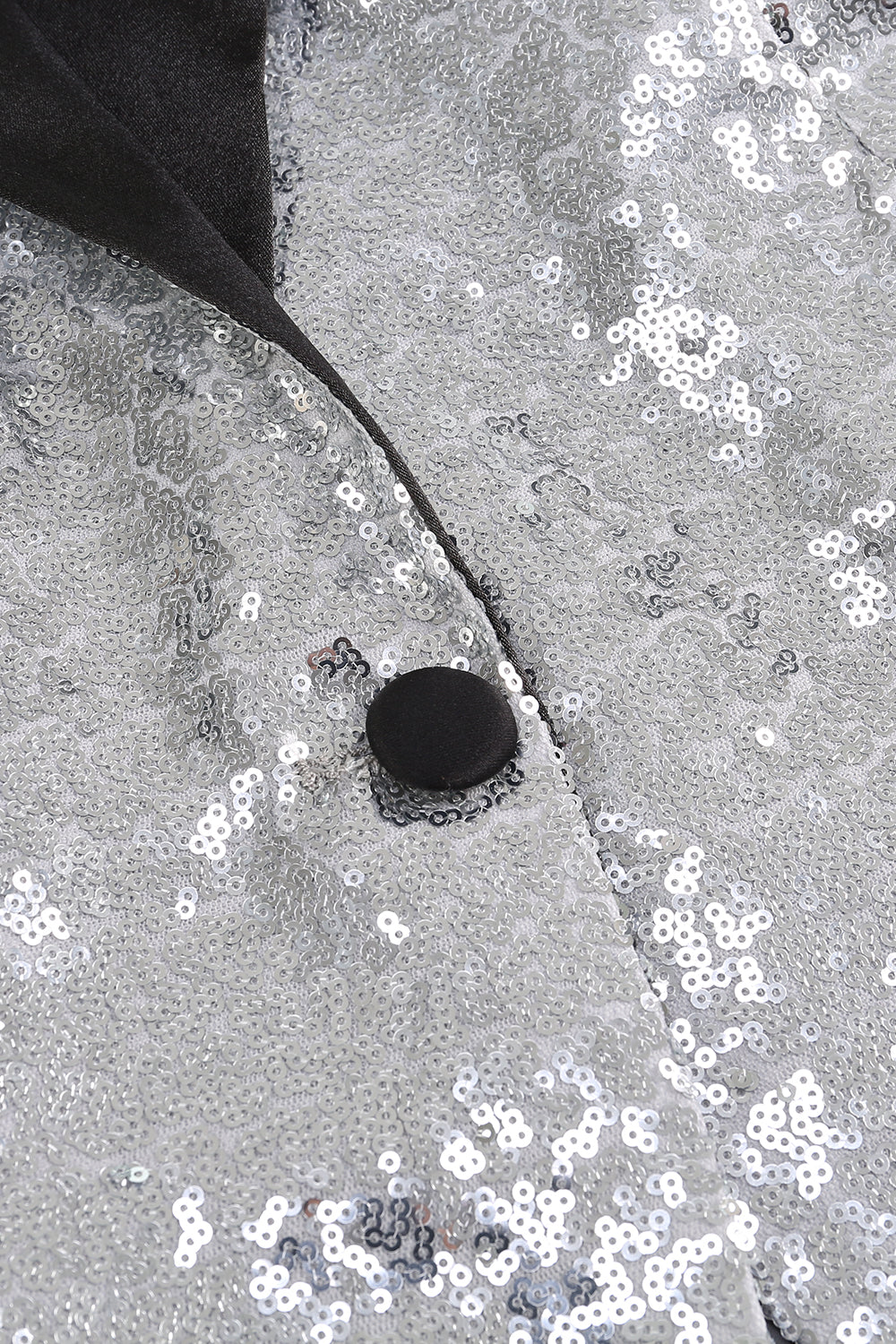 Silver Notched Lapel Sequined Women's Party Blazer