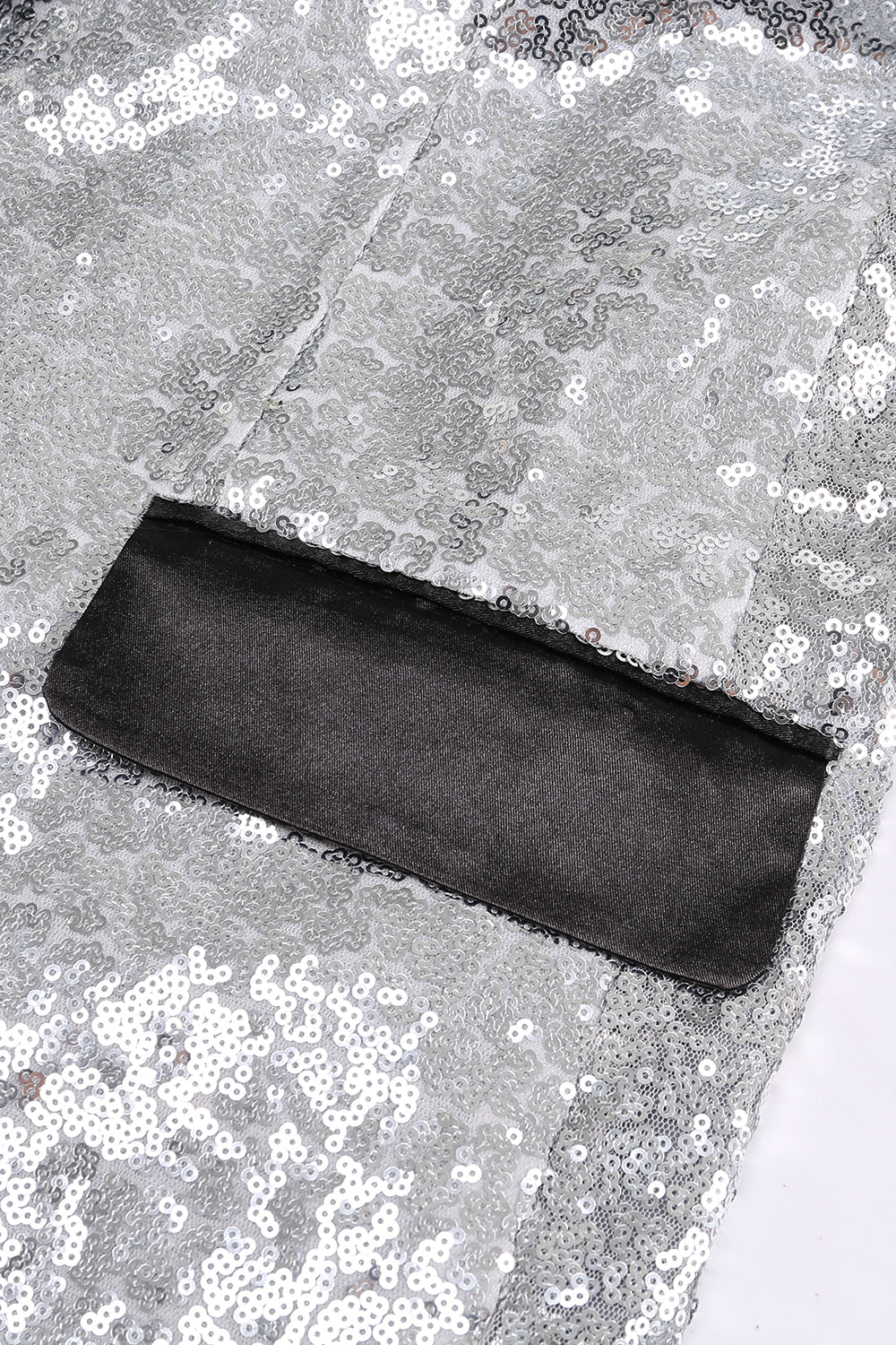 Silver Notched Lapel Sequined Women's Party Blazer