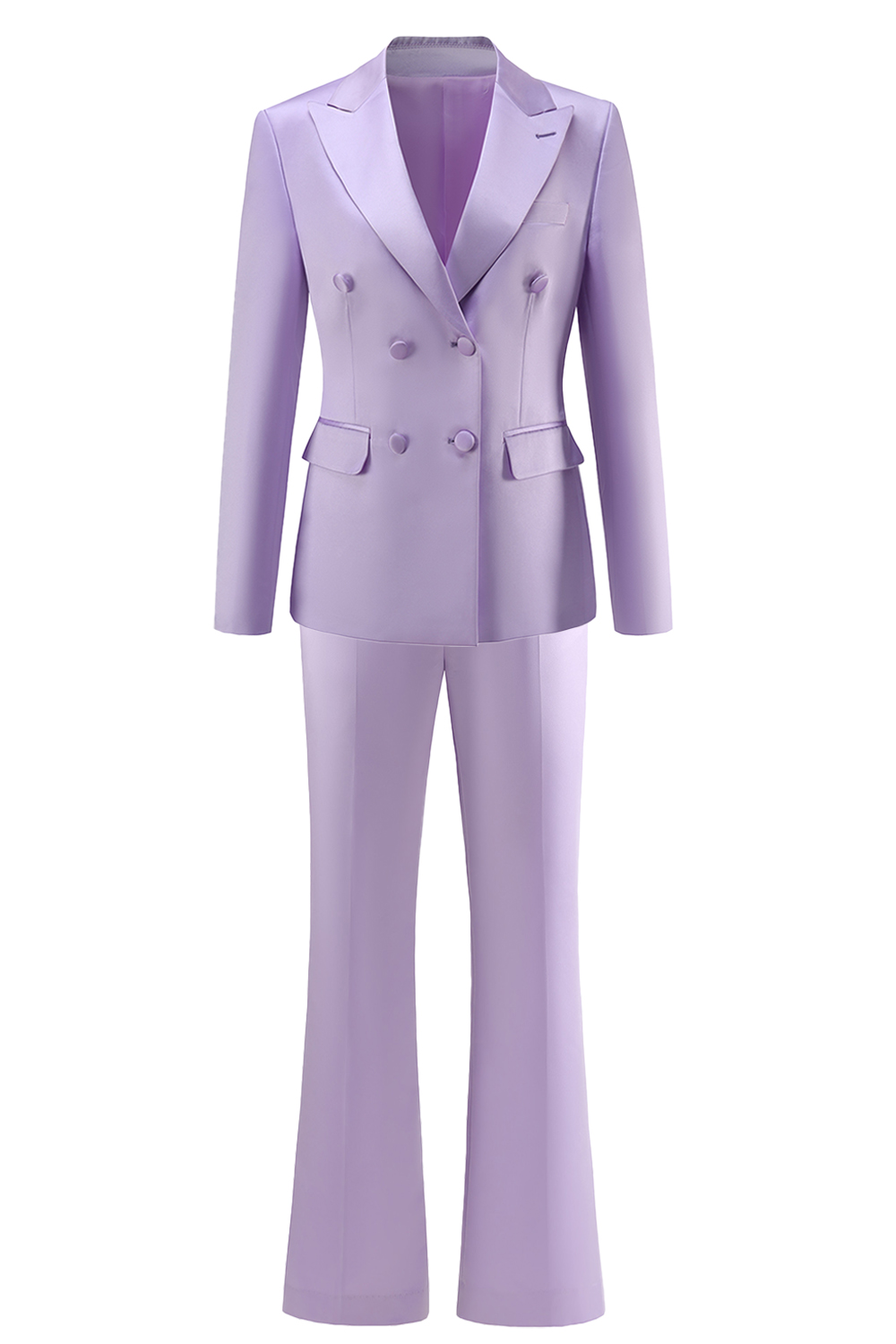 Purple Double Breasted Fitted 2 Piece Women's Suits