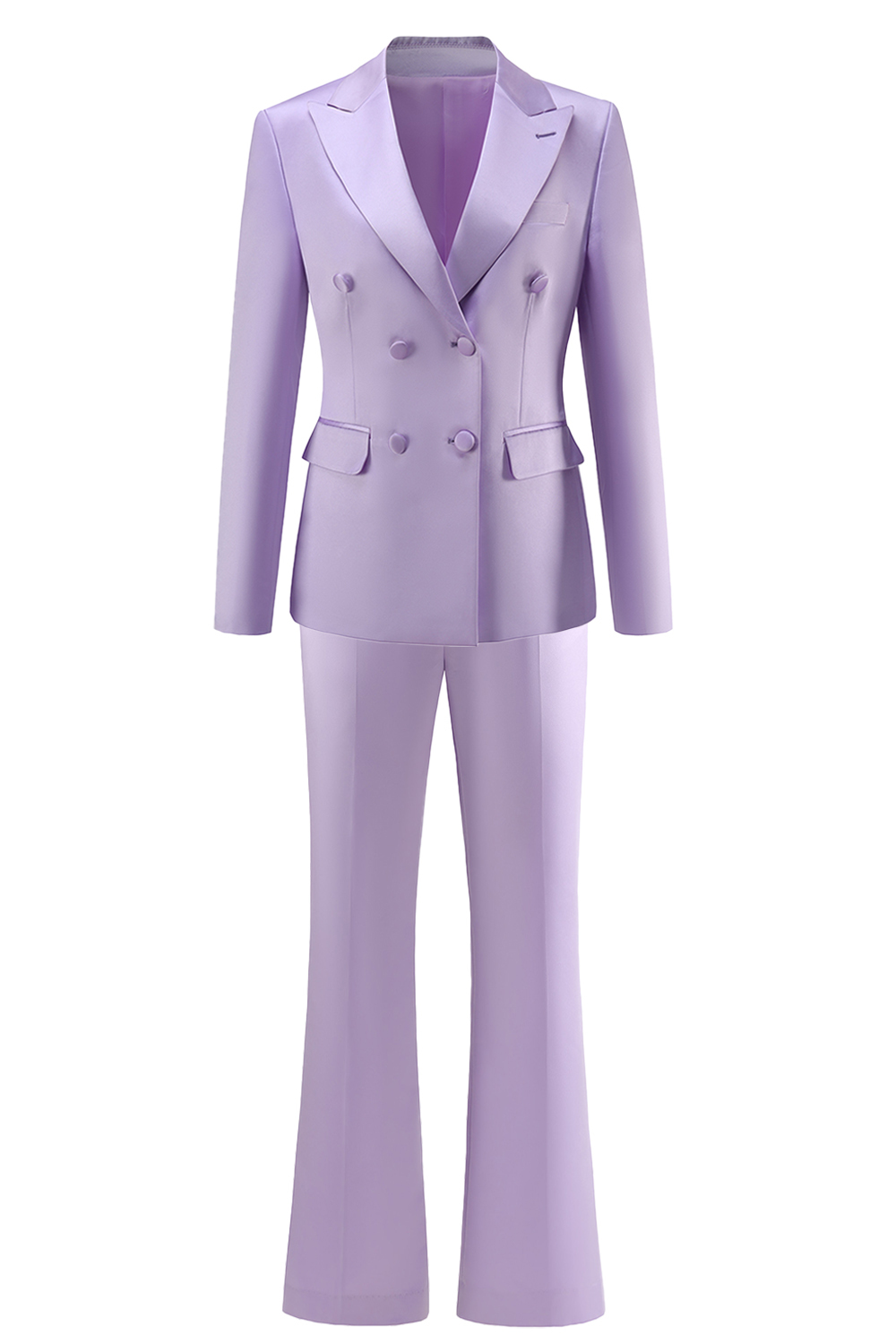 Purple Double Breasted Fitted 2 Piece Women's Suits