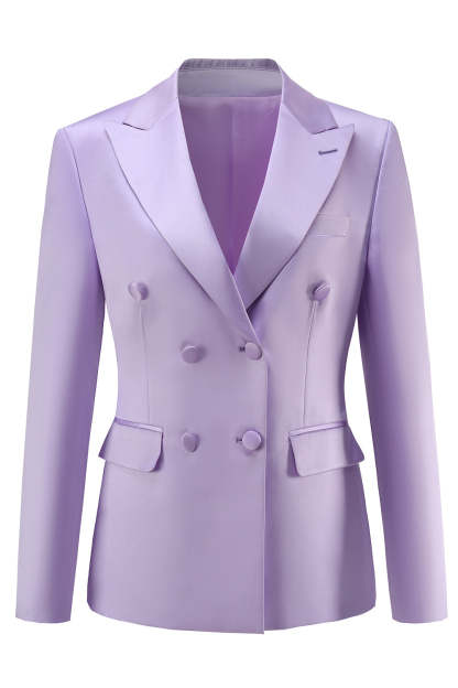 Purple Double Breasted Fitted 2 Piece Women's Suits
