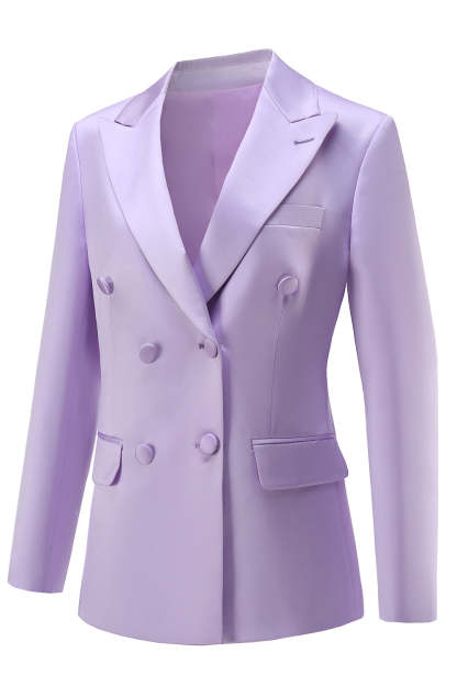 Purple Double Breasted Fitted 2 Piece Women's Suits