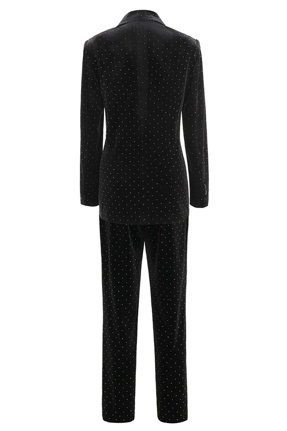 Black 2 Piece Slim Fitted Women Suits with Rhinestones