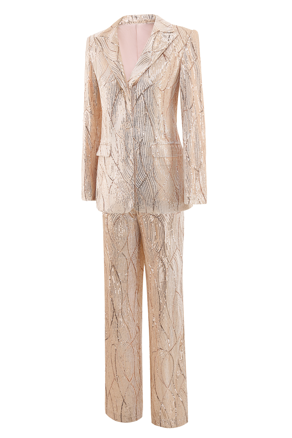 Sparkly Champagne 2 Piece Formal Women Suits