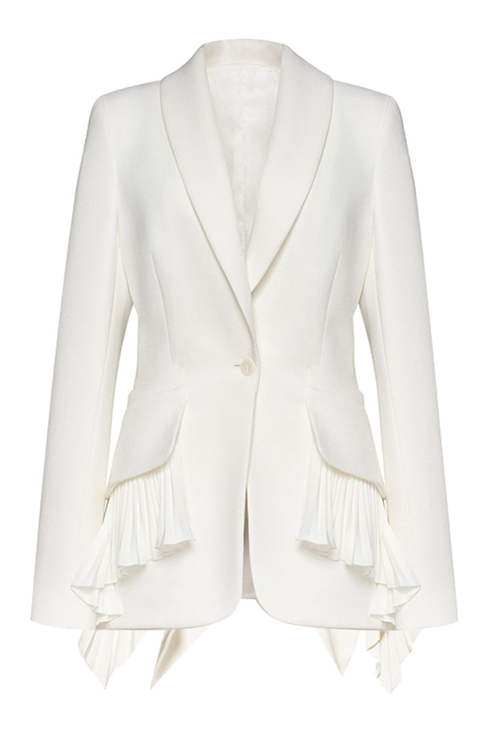 Black Long Sleeves Shawl Lapel Ruffled Women's Blazer