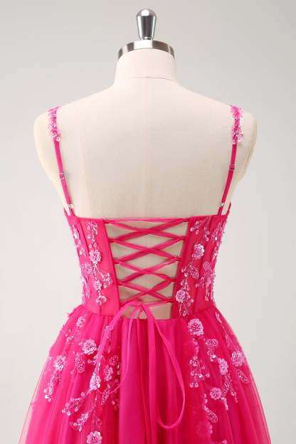 Sparkly A-Line Royal Blue Spaghetti Straps Corset Long Prom Dress