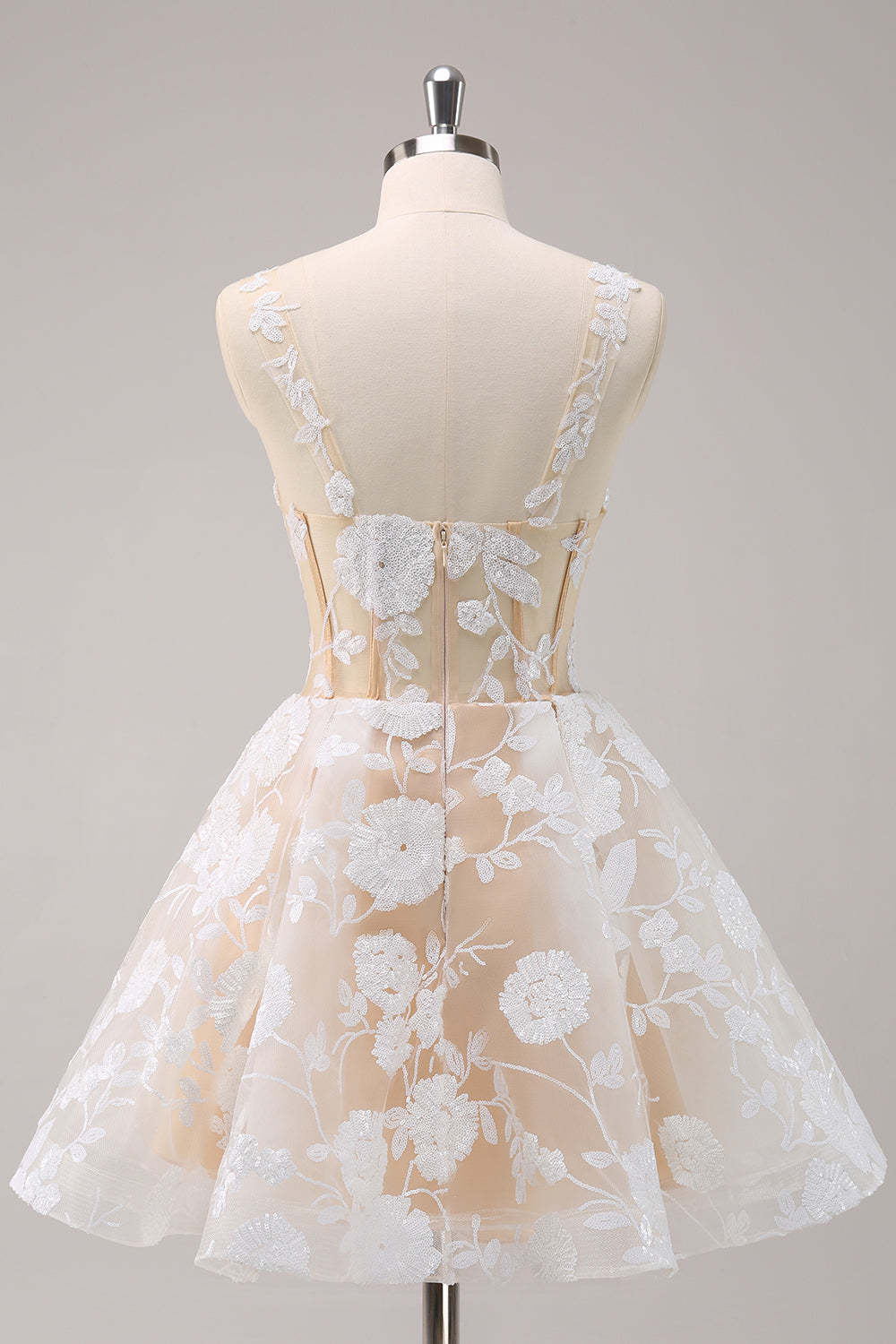 Cute White Corset A-Line Short Homecoming Dress with Sequins