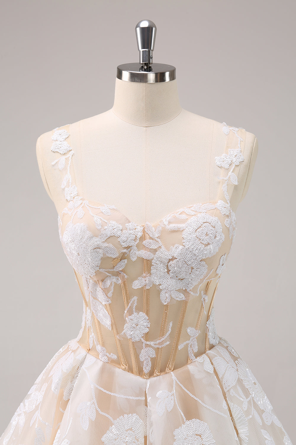Cute White Corset A-Line Short Homecoming Dress with Sequins
