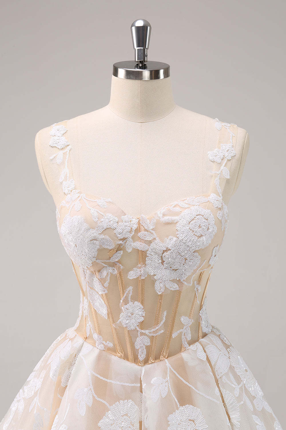 Cute White Corset A-Line Short Homecoming Dress with Sequins