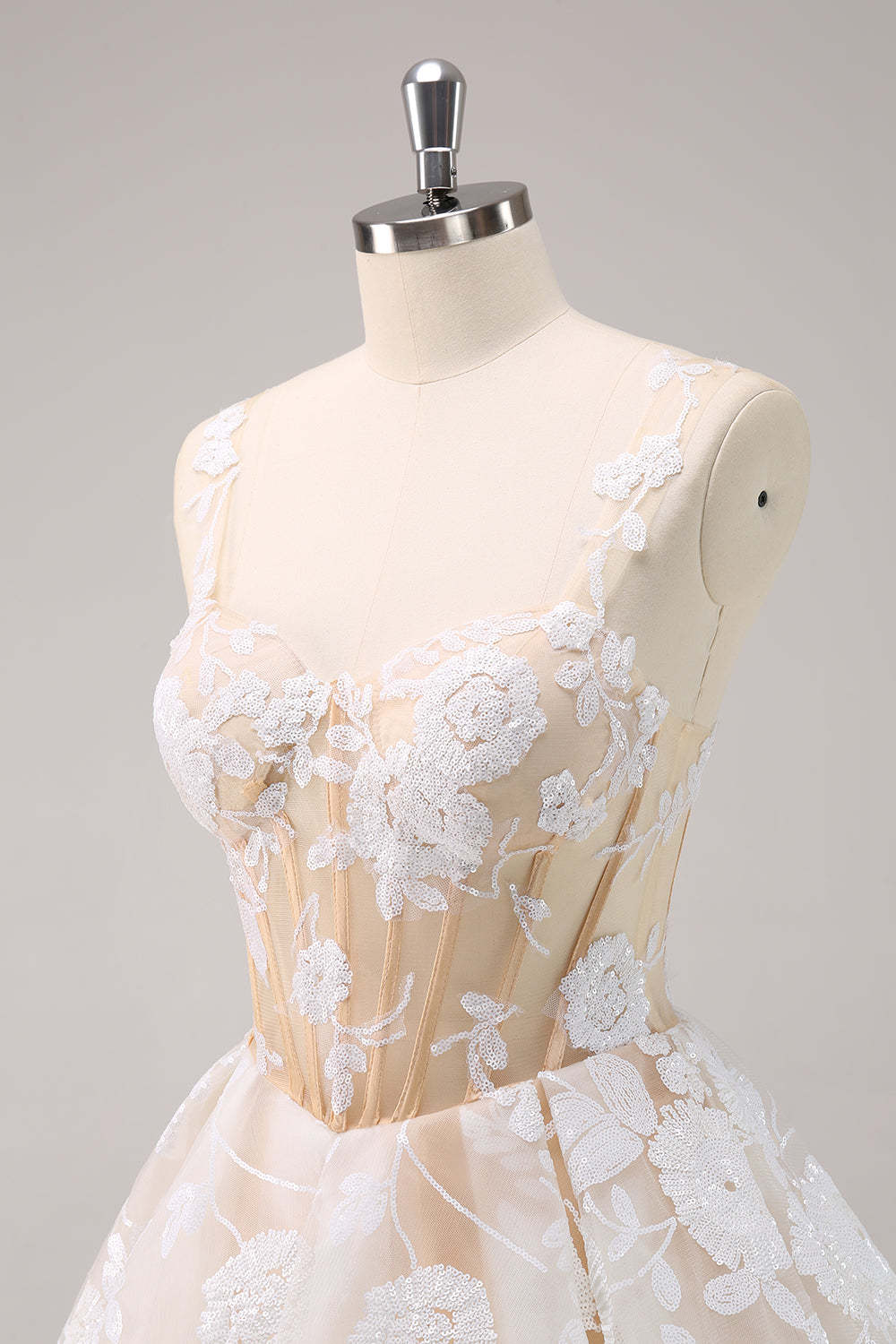 Cute White Corset A-Line Short Homecoming Dress with Sequins